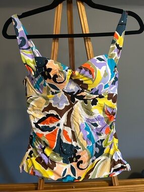 Brand New Anne Cole Colorful Abstract Floral Tankini Top size 32C/34B